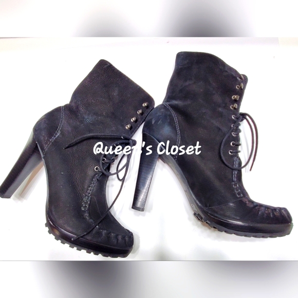 Diane Von Furstenberg | Jameson Lace-Up Nubuk Ankle Booties - Picture 1 of 5